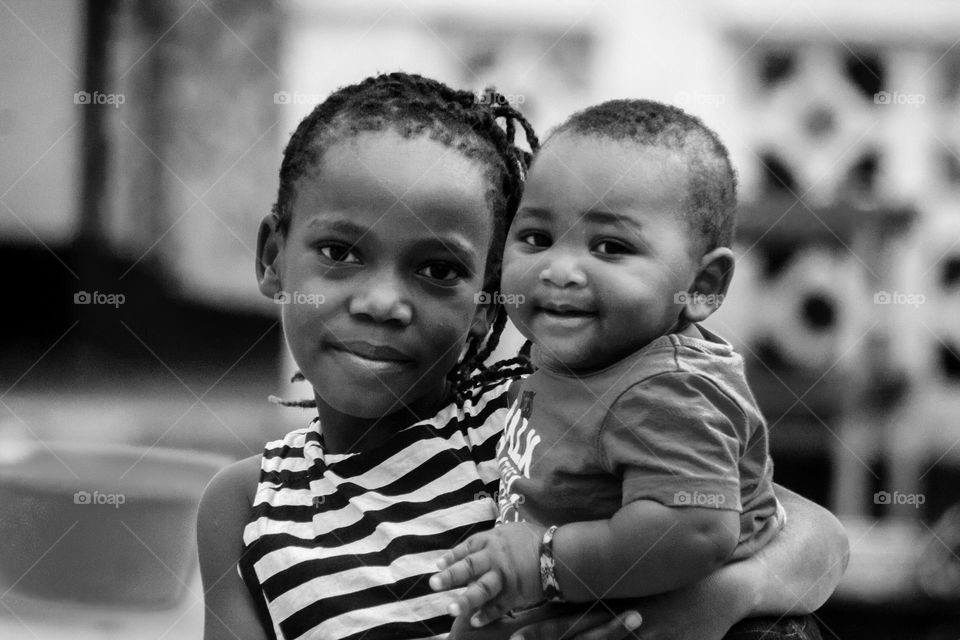 Cute sister and happy Baby Boy