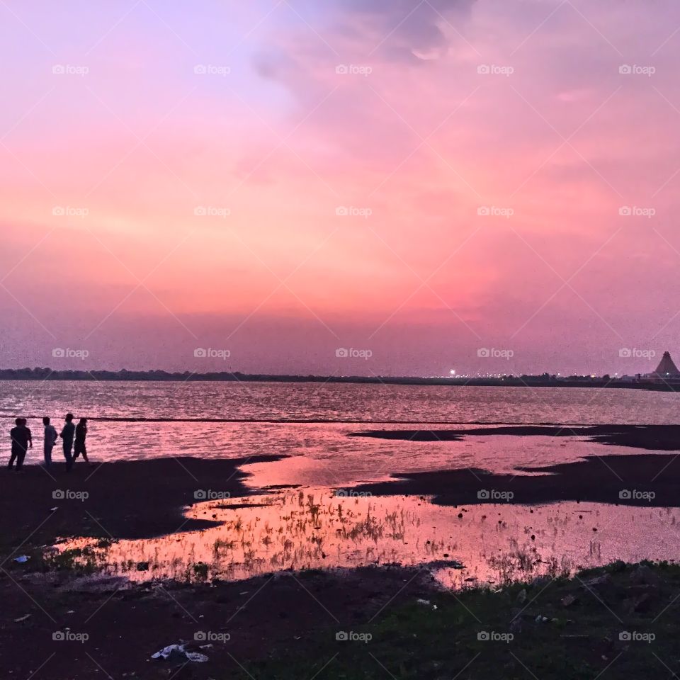 A sunset at a place far away from the city when it all turned pink and friends together.