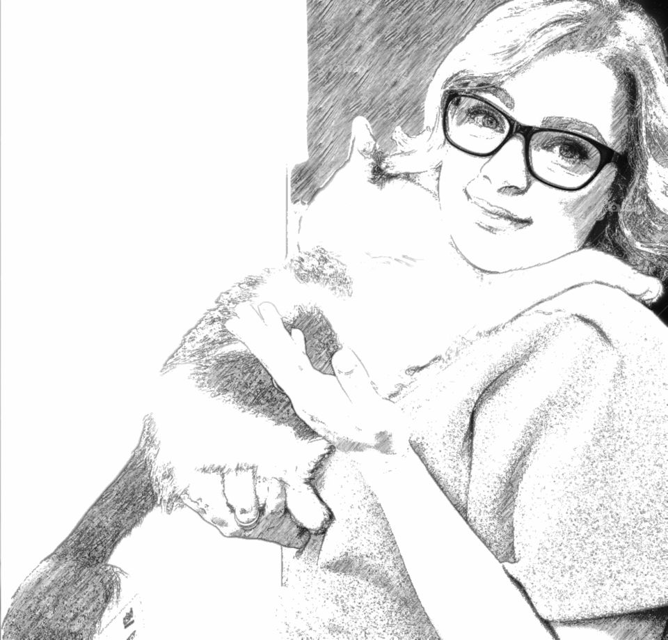 Black and white woman with cat