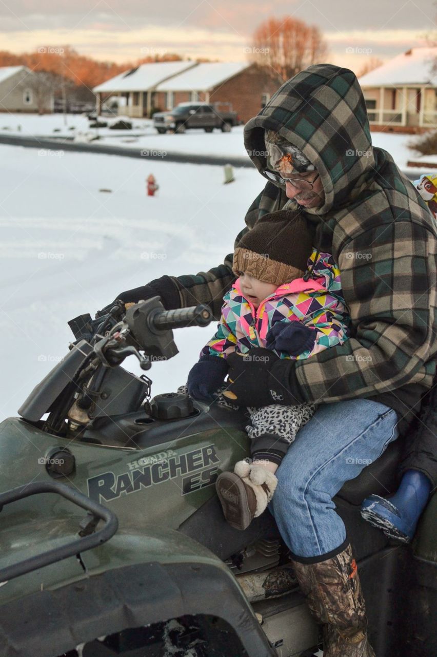 Grandpa and baby snow day 