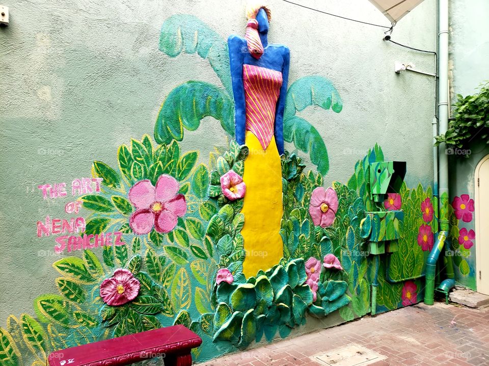 Flower, Art, Color, Street, Wall