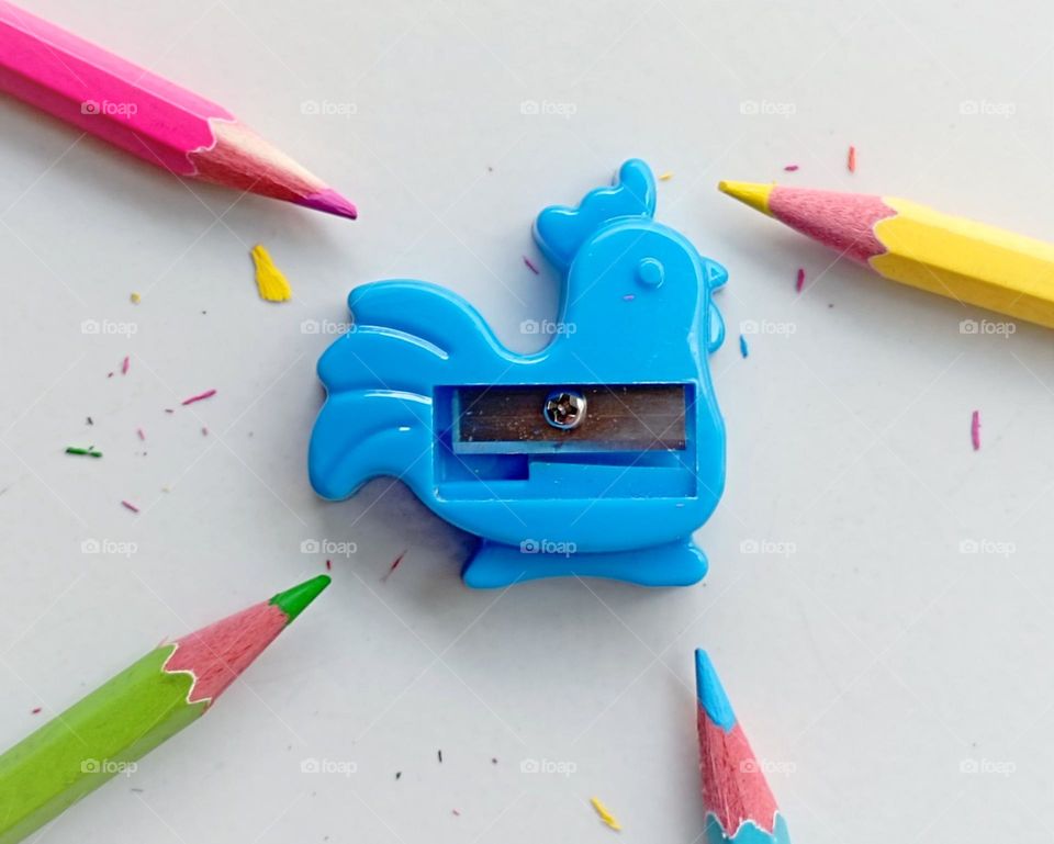 A sharpener and colour pencils...