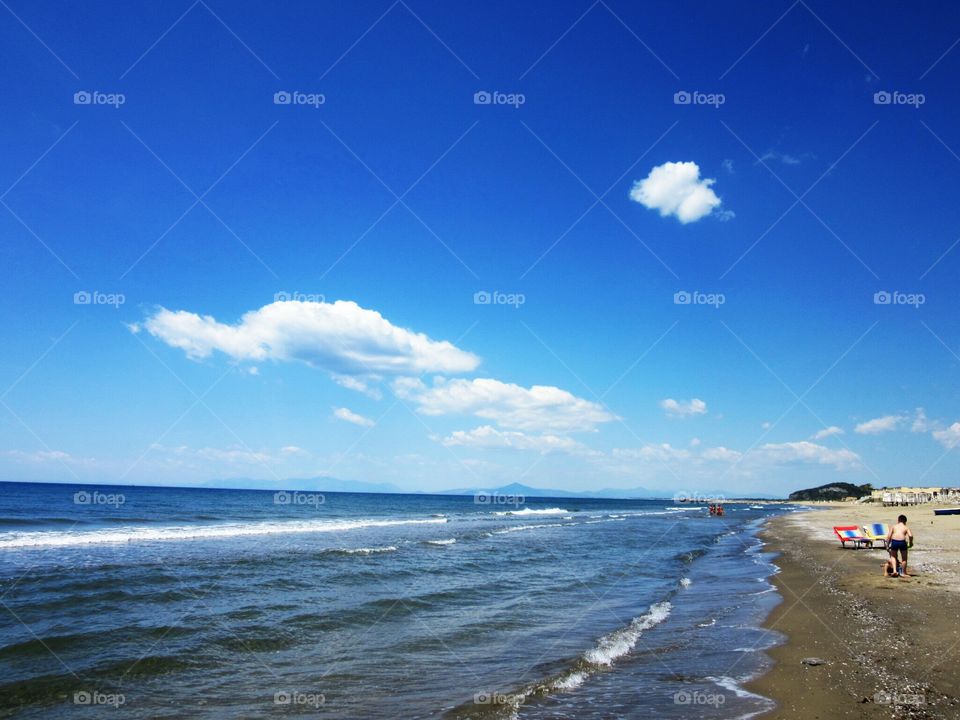 The sea and the beach of Fusaro ( Naples - Italy ).