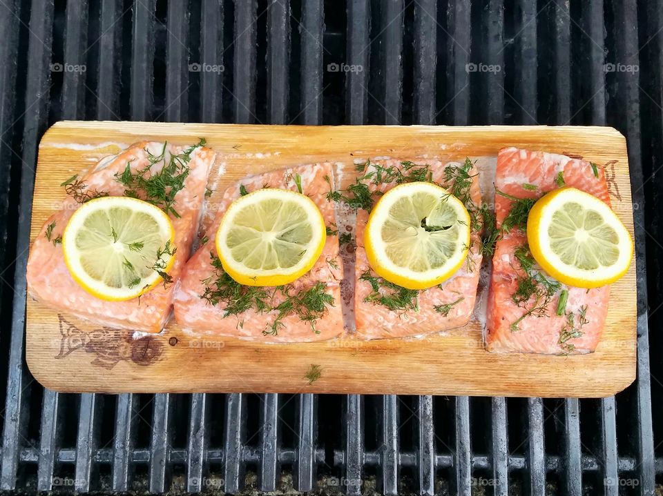 Cedar Plank Salmon with Dill and Lemon