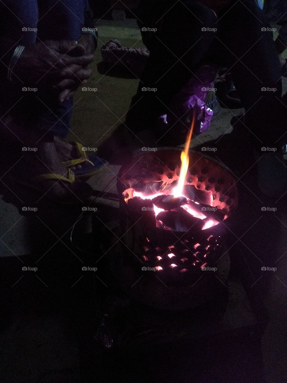 flame in charcoal stove
