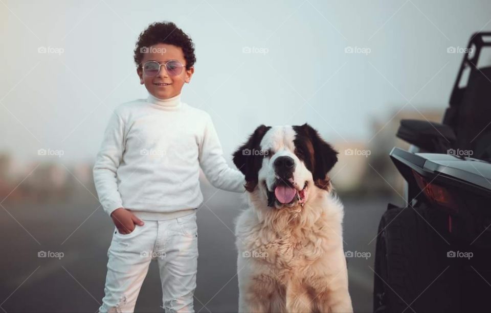 dog and kid