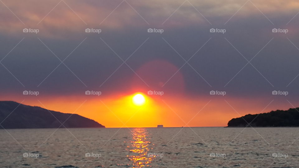 fiery sunset hvar island Croatia