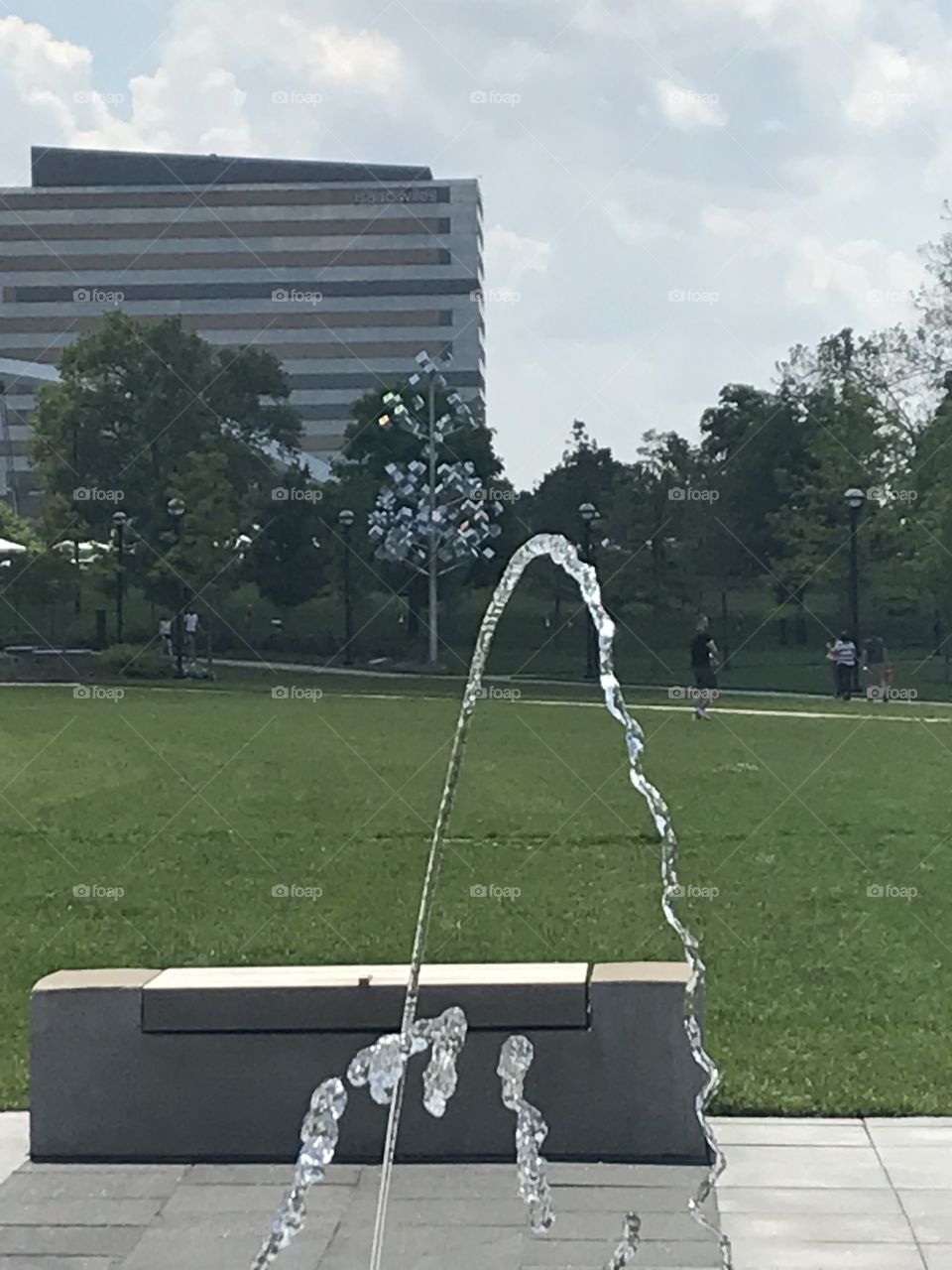 Splash fountains in the science park at our local science museum!