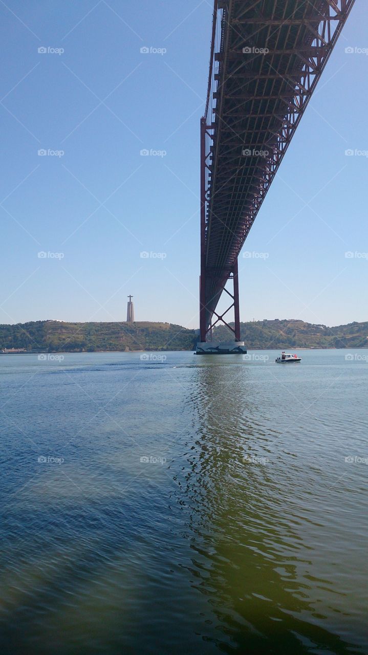 Red bridge. big portuguese bridge
