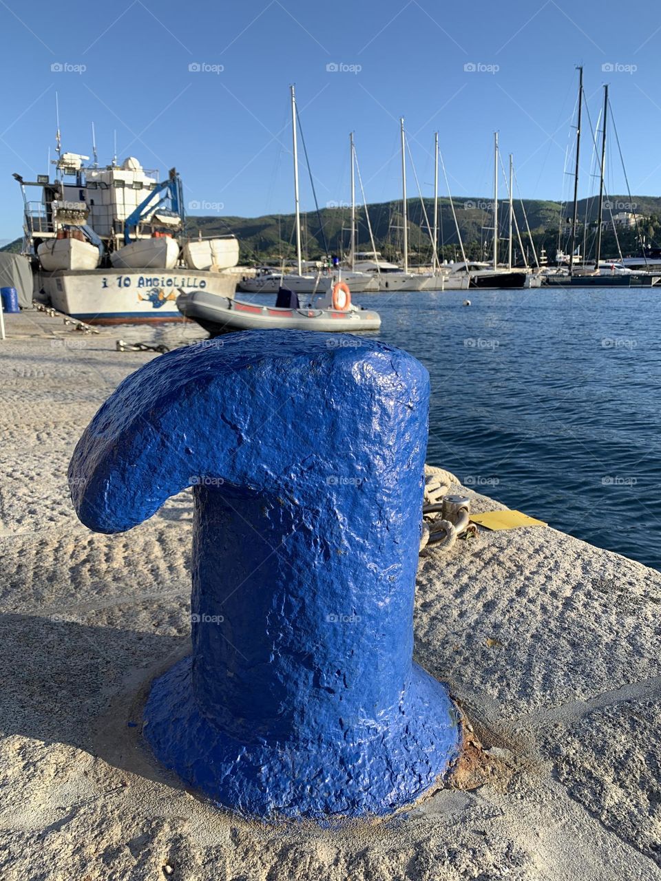 an unusual point of view of the port of Porto Azzurro, Elba island