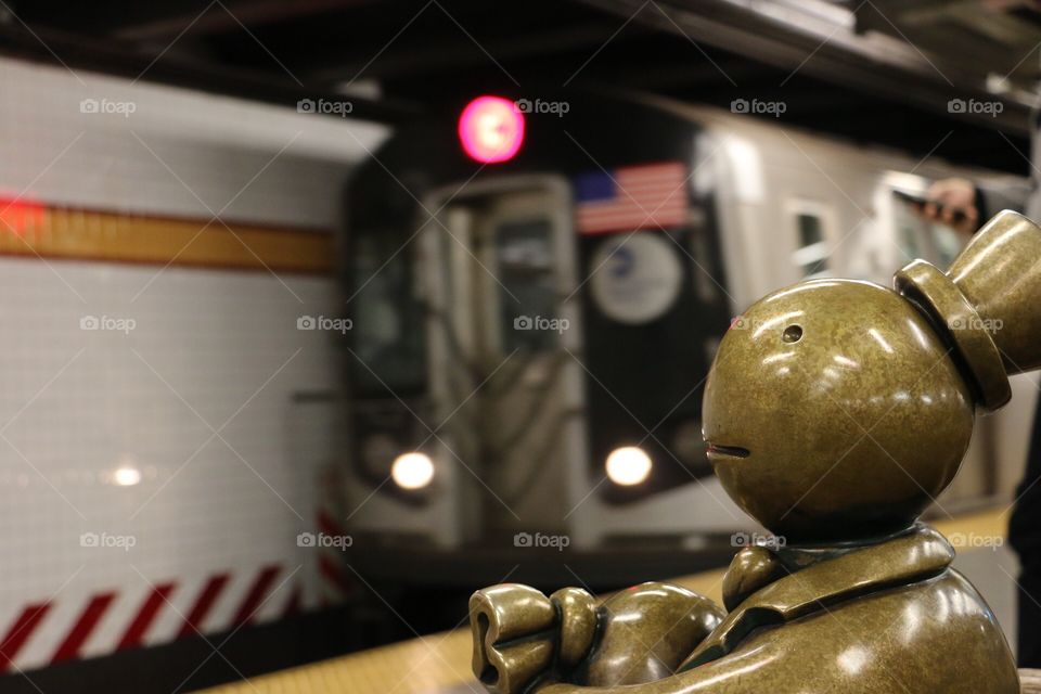 Statue of Man in NYC Subway