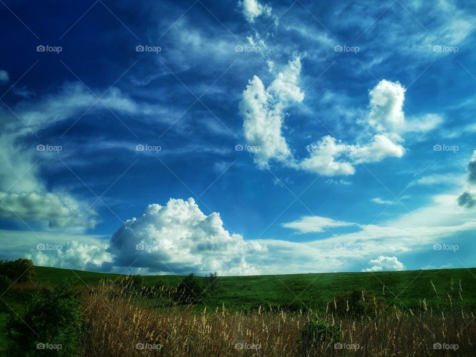 Best photo sky clouds moody nature greens wild field heaven skyline horizont blue