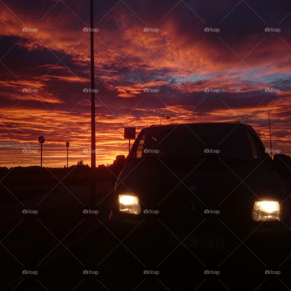 Car sunset