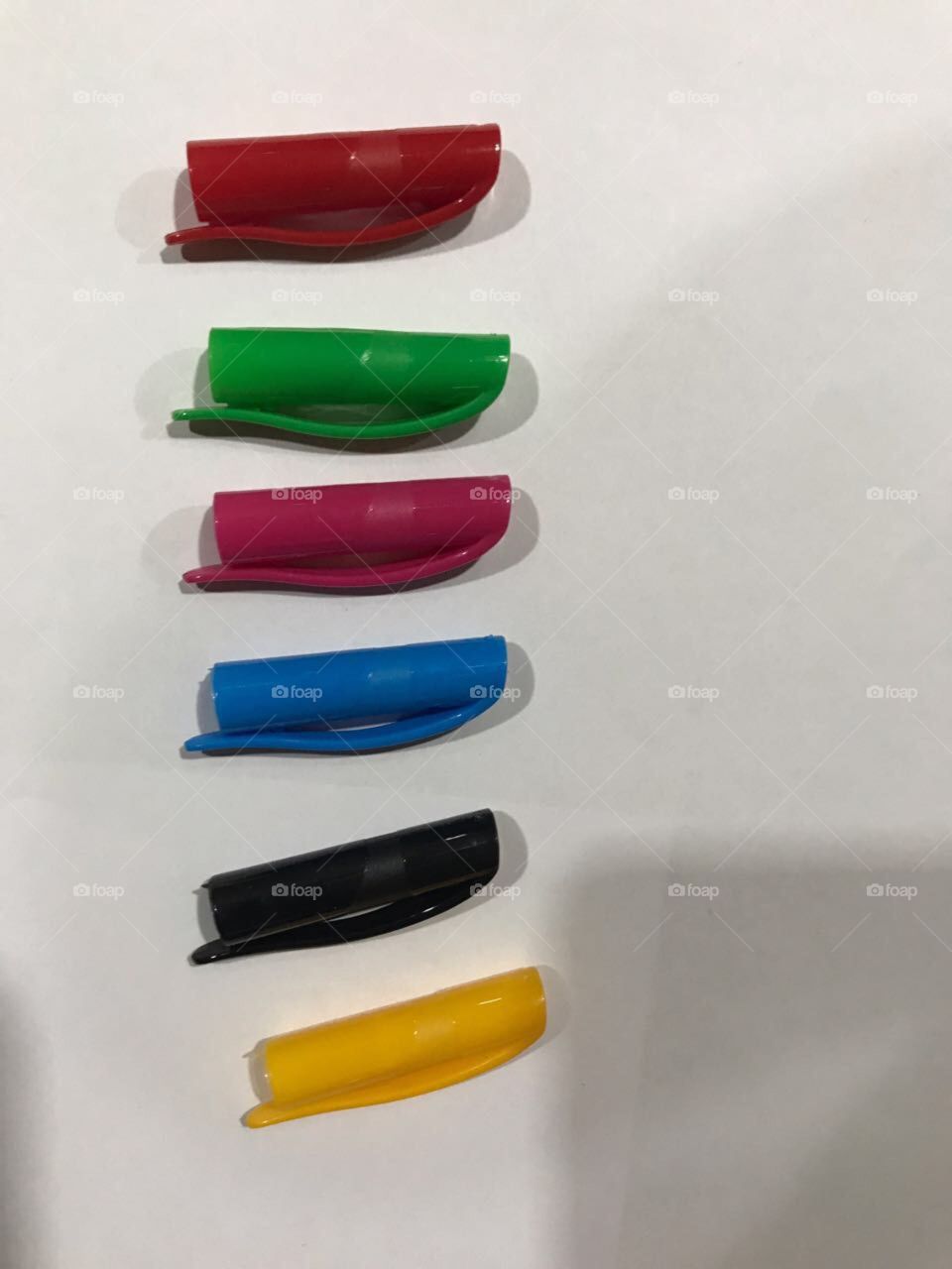 pen caps of different colours