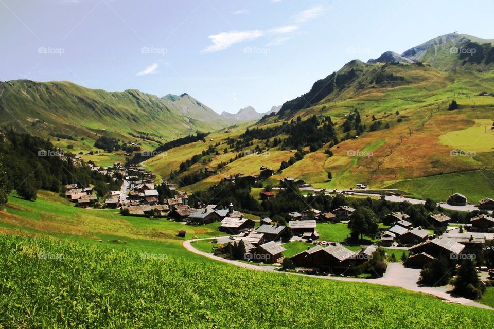 From the hill of Col des Aravis . This photo was taken on August 12, 2014 in Col des Aravis, a mountain in La Clusaz, France.