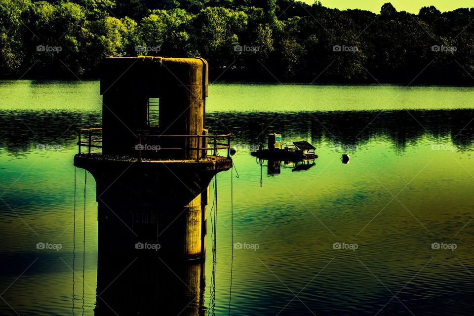 structure in the middle of the lake