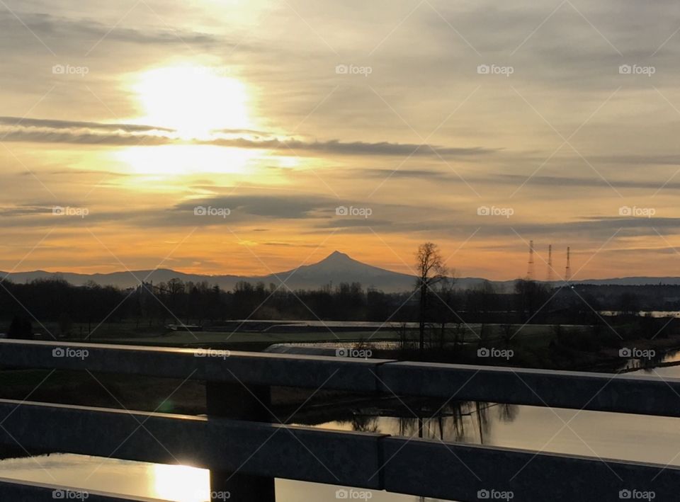 Morning sun over Mt. Hood.