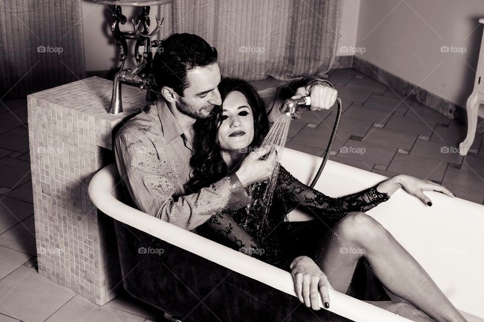 Lovers , takes bath 