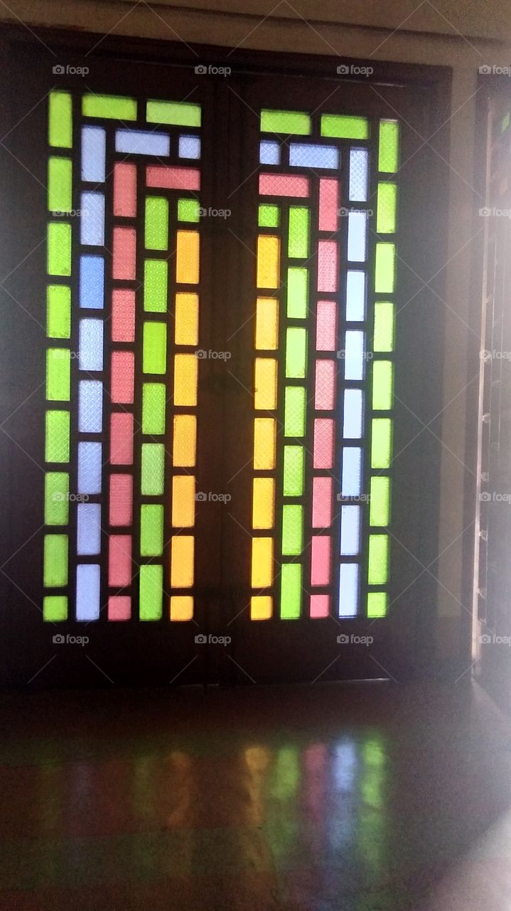 colored glass door