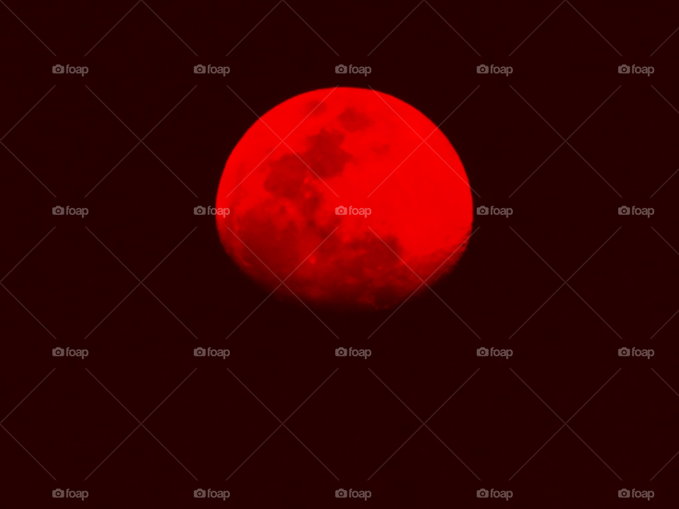 sky red moon half by lightanddrawing