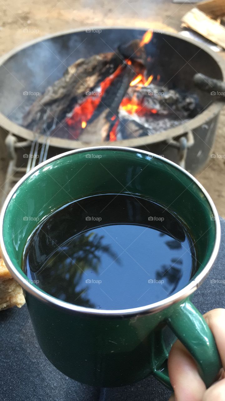 Coffee is a priority even when camping 
