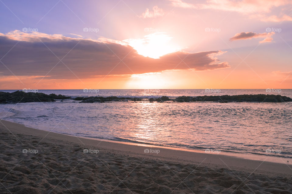 colorful sunset in Hawaii