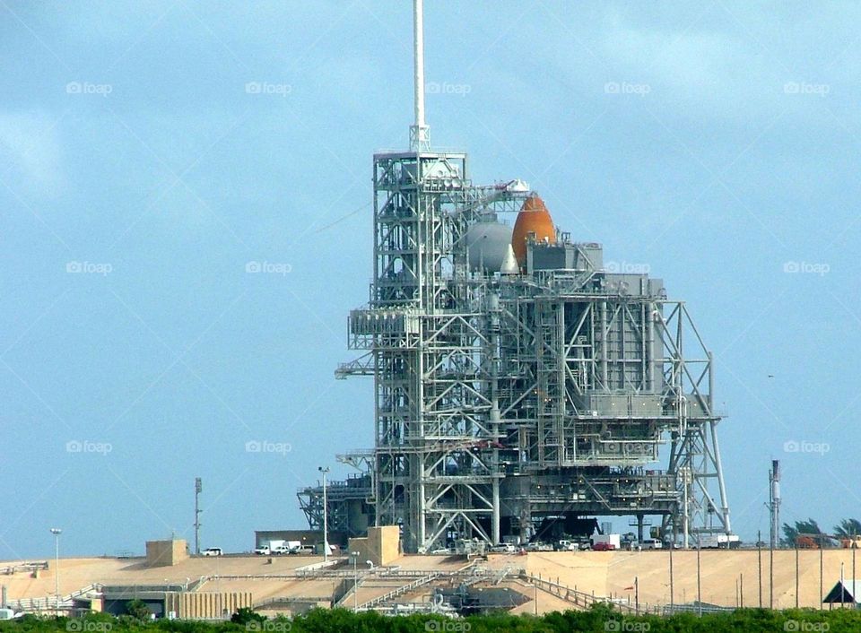 Space shuttle on launch pad 