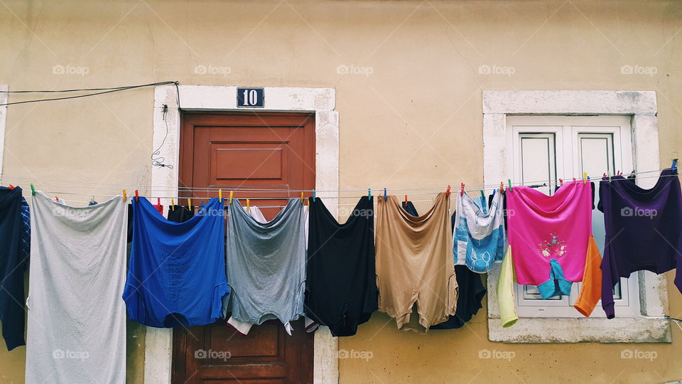 Hanging clothes in Lisbon, Portugal
