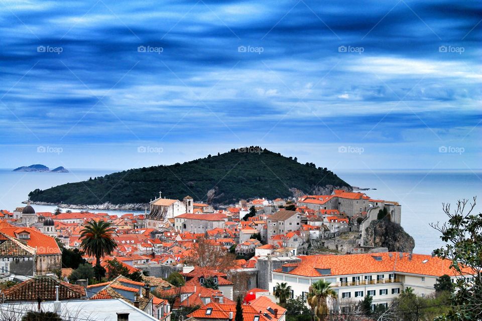 High angle view of dubrovnik city