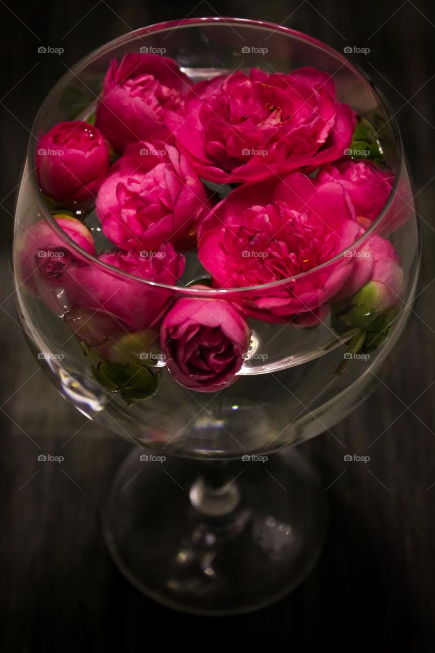 Flowers in a wine glass