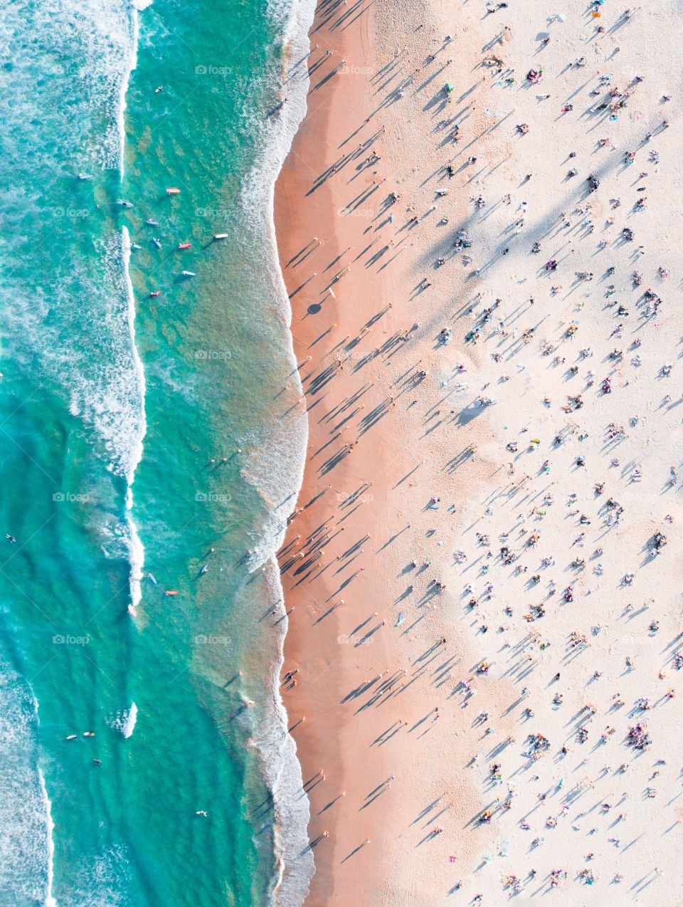 a beach image from bird's view