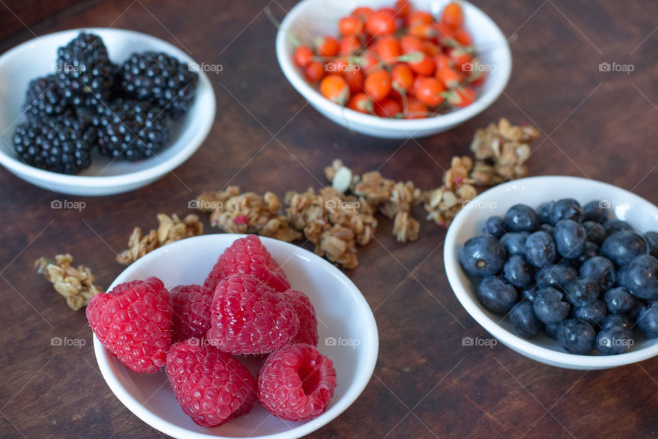 Berries and granola for breakfast 