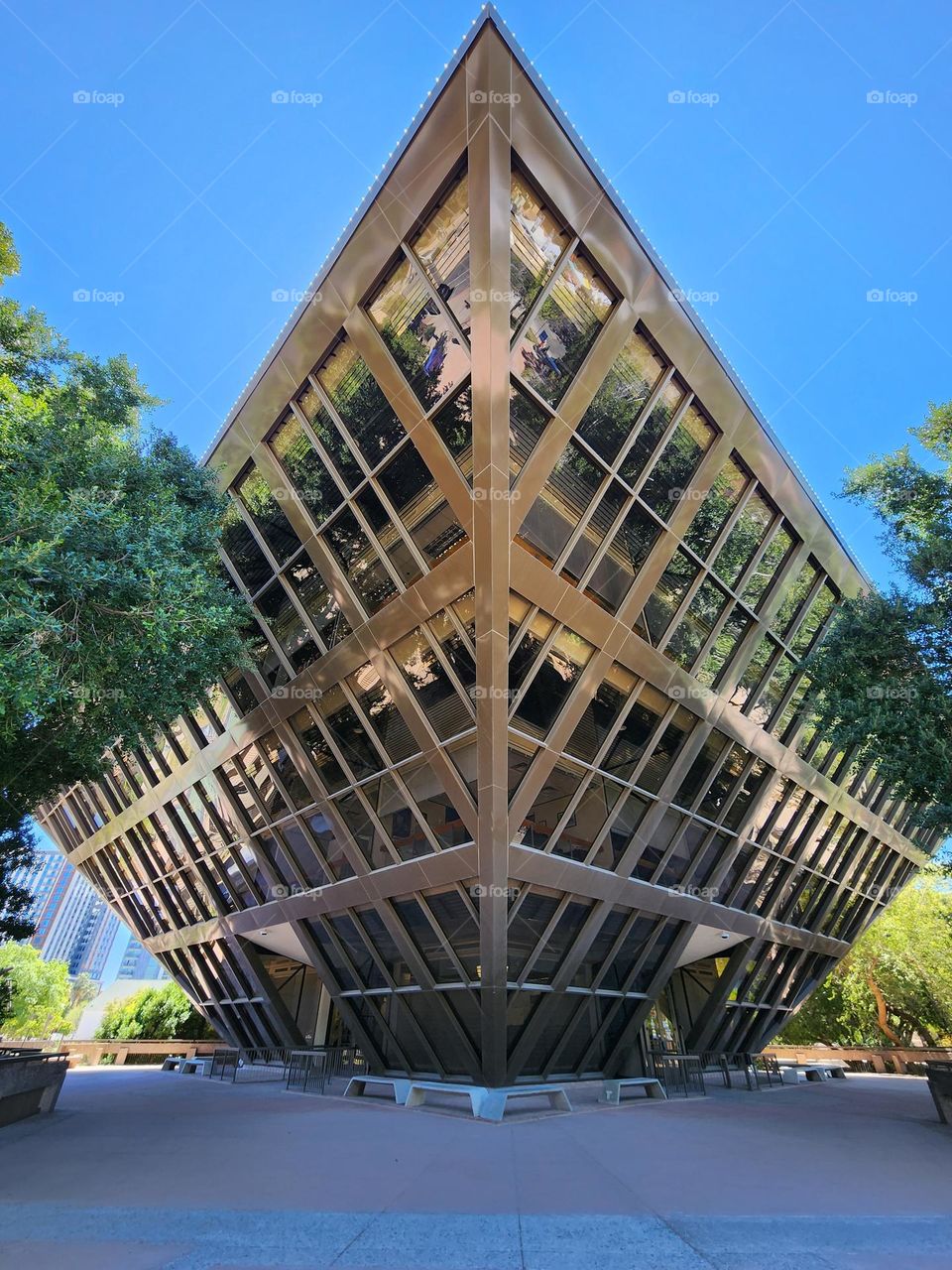 The Tempe, Arizona City Hall building is an inverted pyramid that sets it apart from everything else