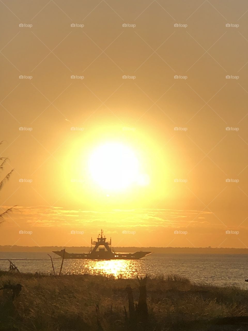 Sunset and barge