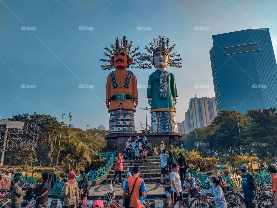 Statue of Ondel-Ondel at Street Benyamin Sueb, Kemayoran, Jakarta, Indonesia