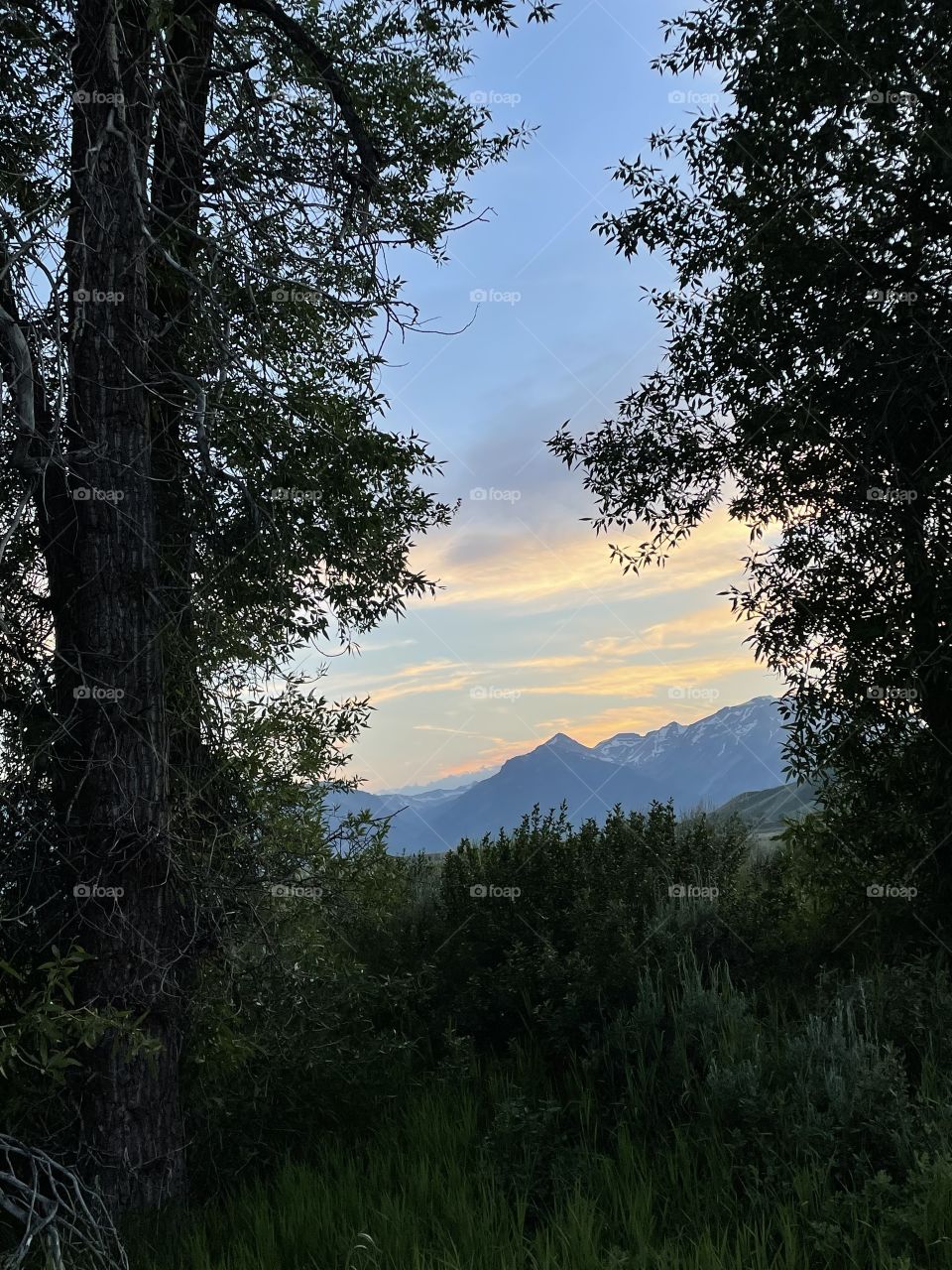 Teton mountains Mountain View scenic landscape trees sunset unedited Beautiful clouds cloudy