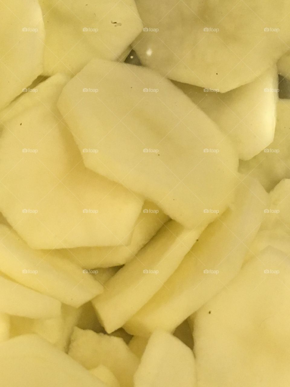Sliced potatoes 