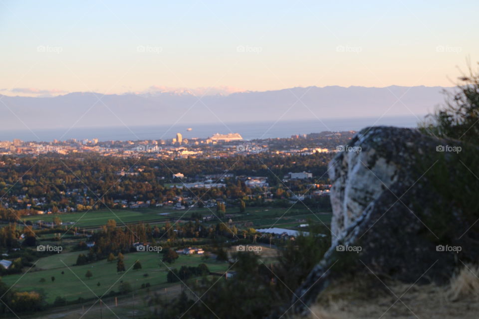 overlooking Victoria at sunset from the top of Mount Douglas