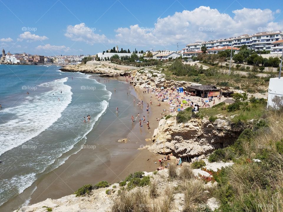 Peoples enjoying at beach in Sitges