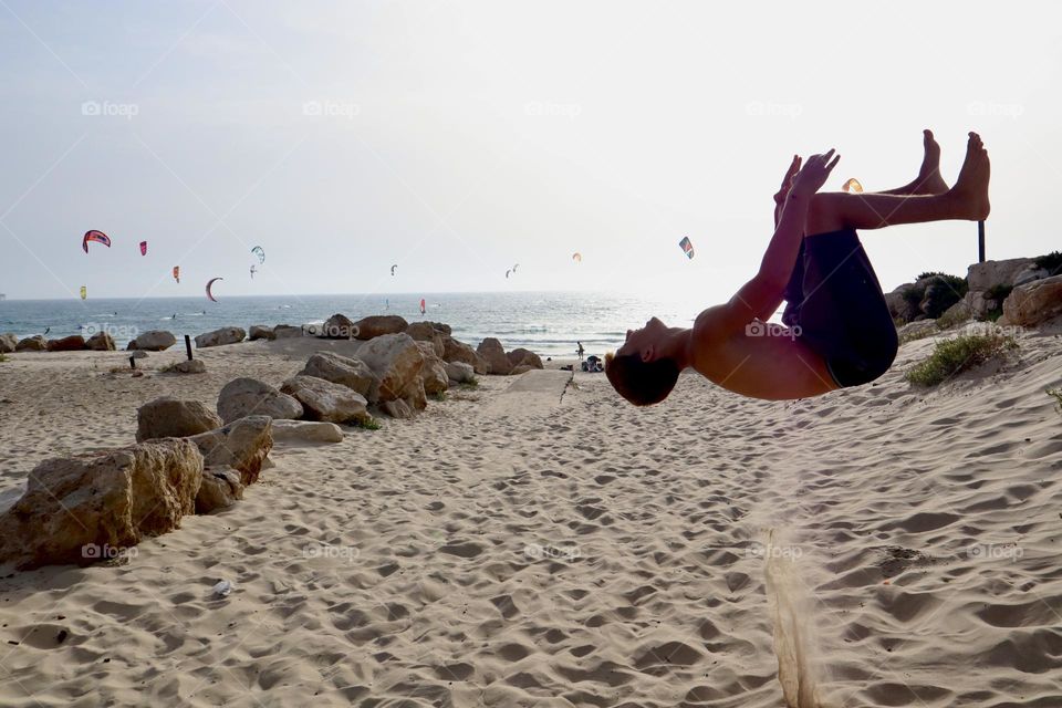 Flipping on the beach path