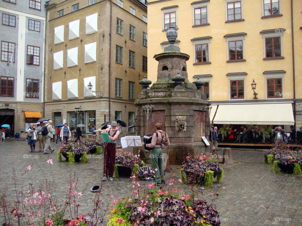 Street musicians in Stockholm.