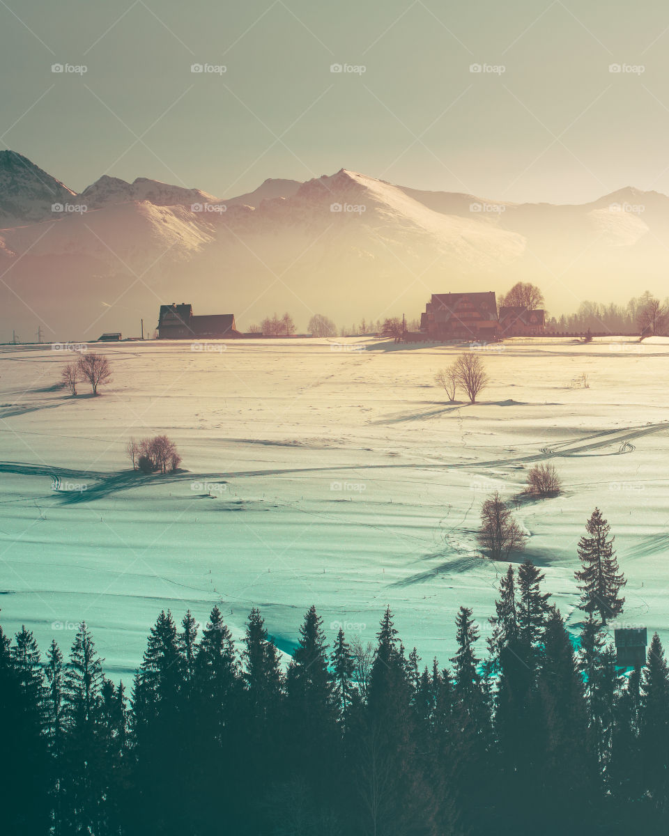 The Tatra Mountains landscape in morning light