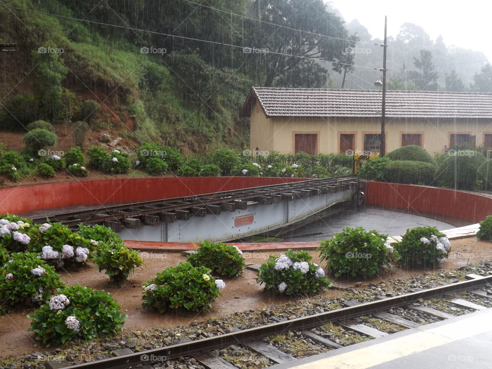 Rain at the train station!