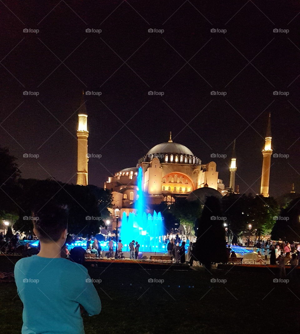 Gorgeous Blue mosque at night