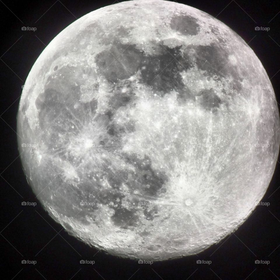 A Full Moon. I took this photo with my telescope a few weeks ago. It was a real clear night and the moon was real bright. 