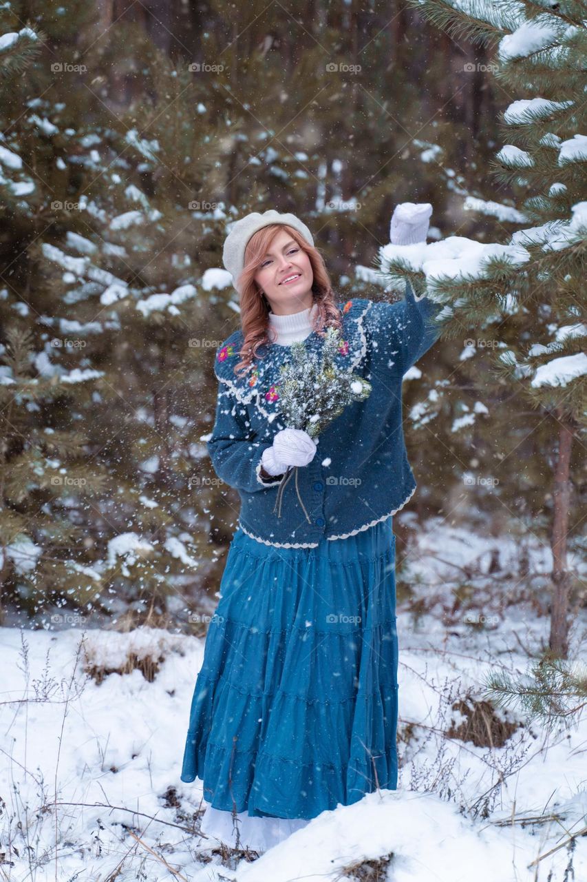 girl in winter forest