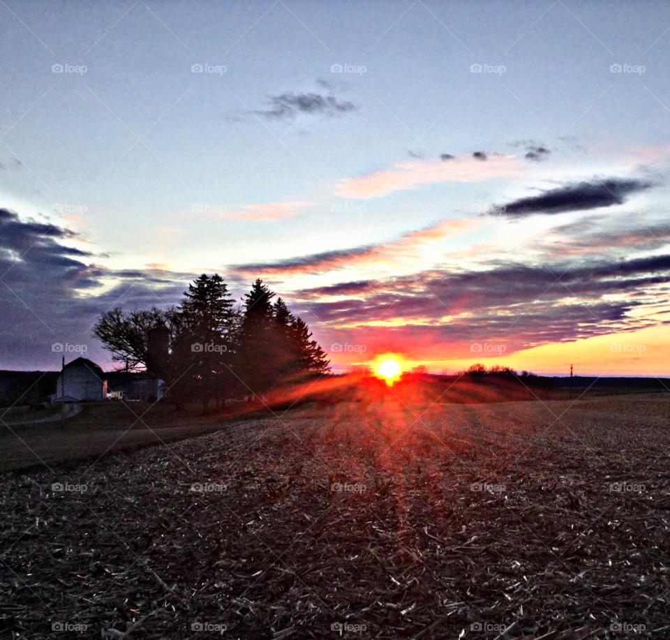 Sunset, Dawn, Sky, Landscape, Sun