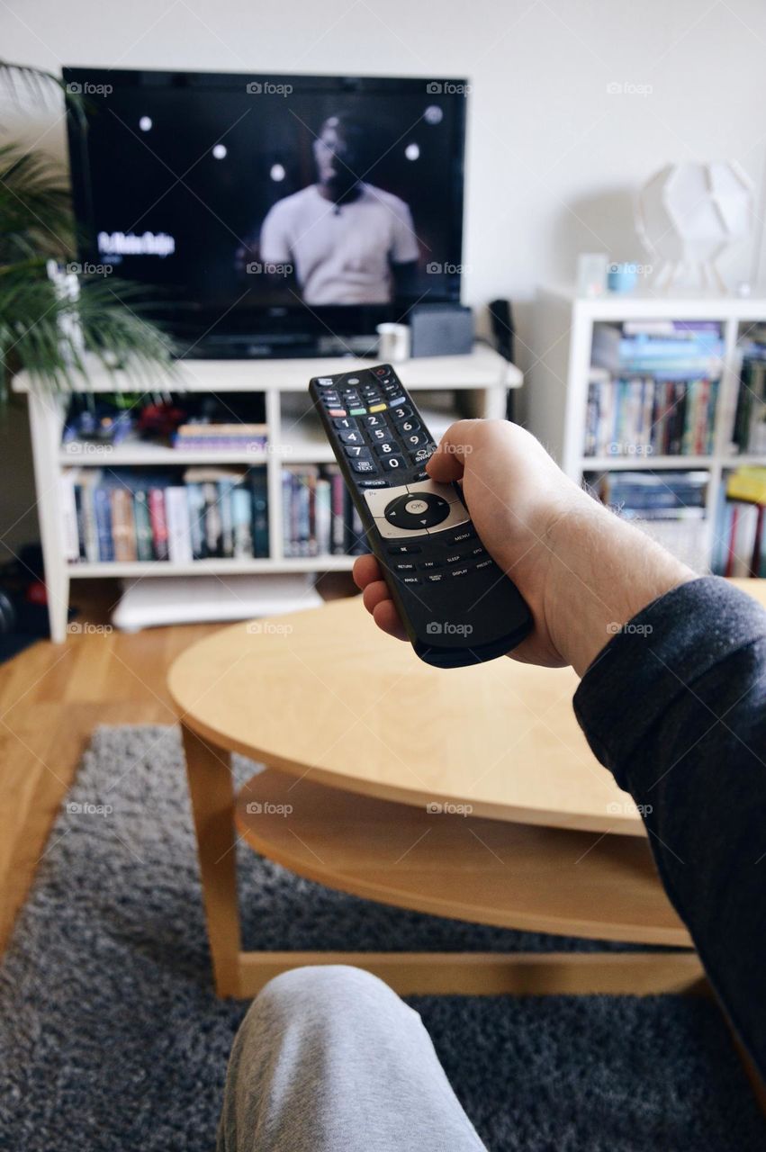 A man watching tv