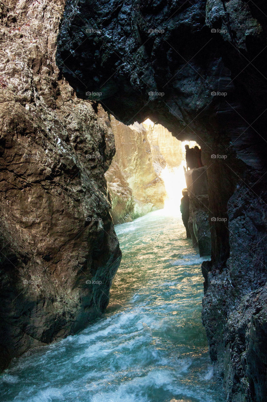 View of rocks in river