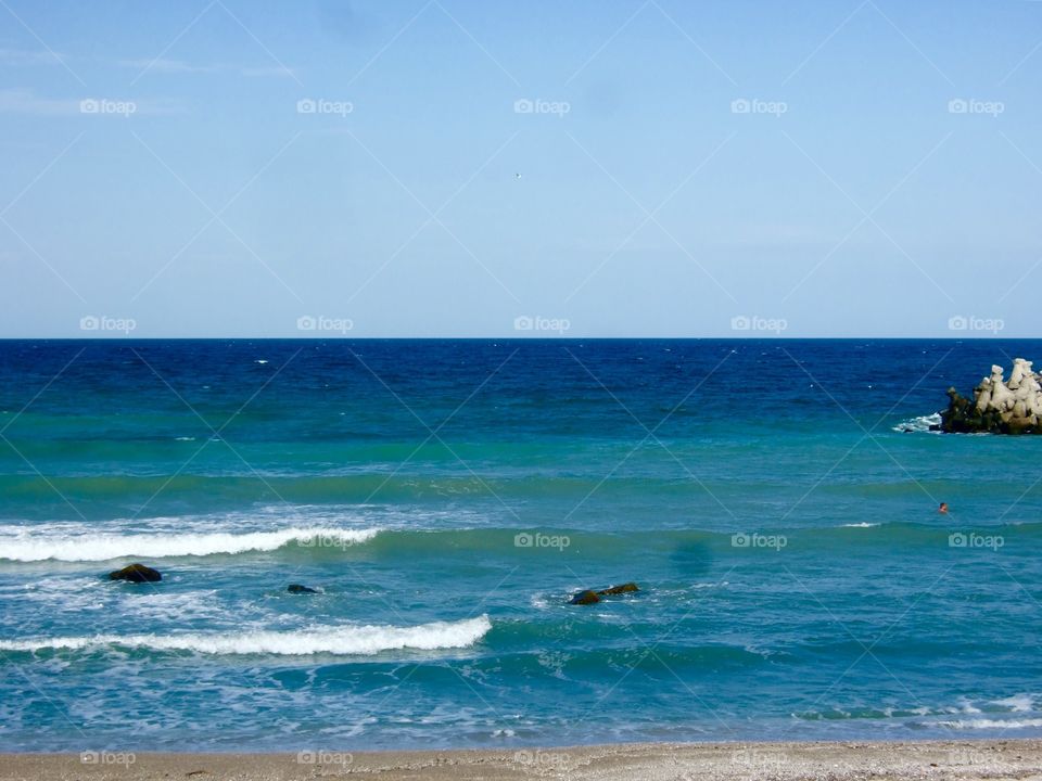 Wavy Blue Sea Coast